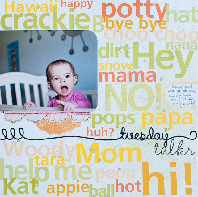 Toddler's first words scrapbook layout
