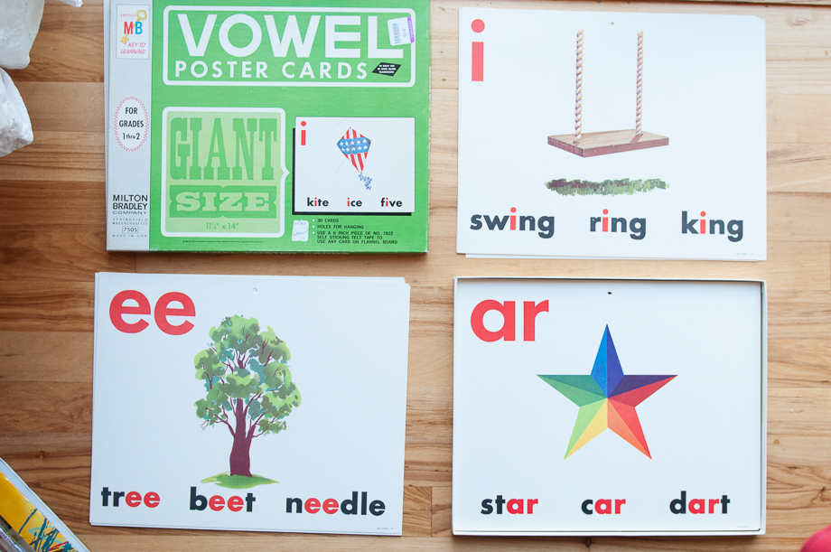 Vintage vowel poster cards