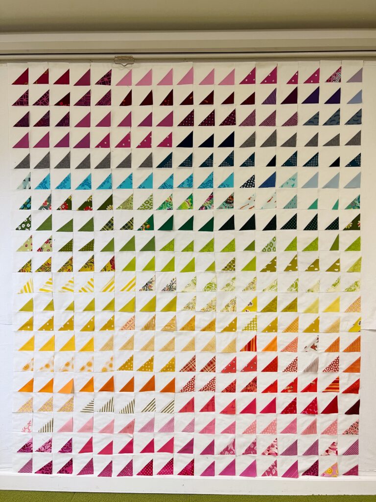 triangle quilt on design wall
