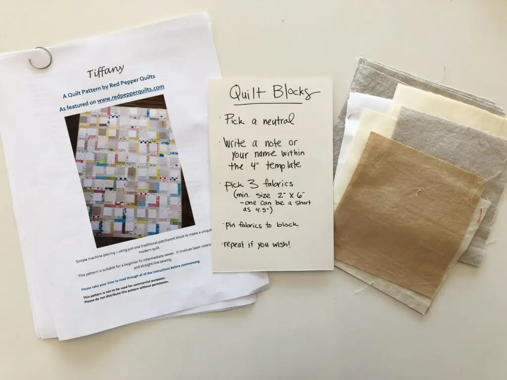 Neutral Quilt Blocks, Pattern & Fabric for Adoption Quilt