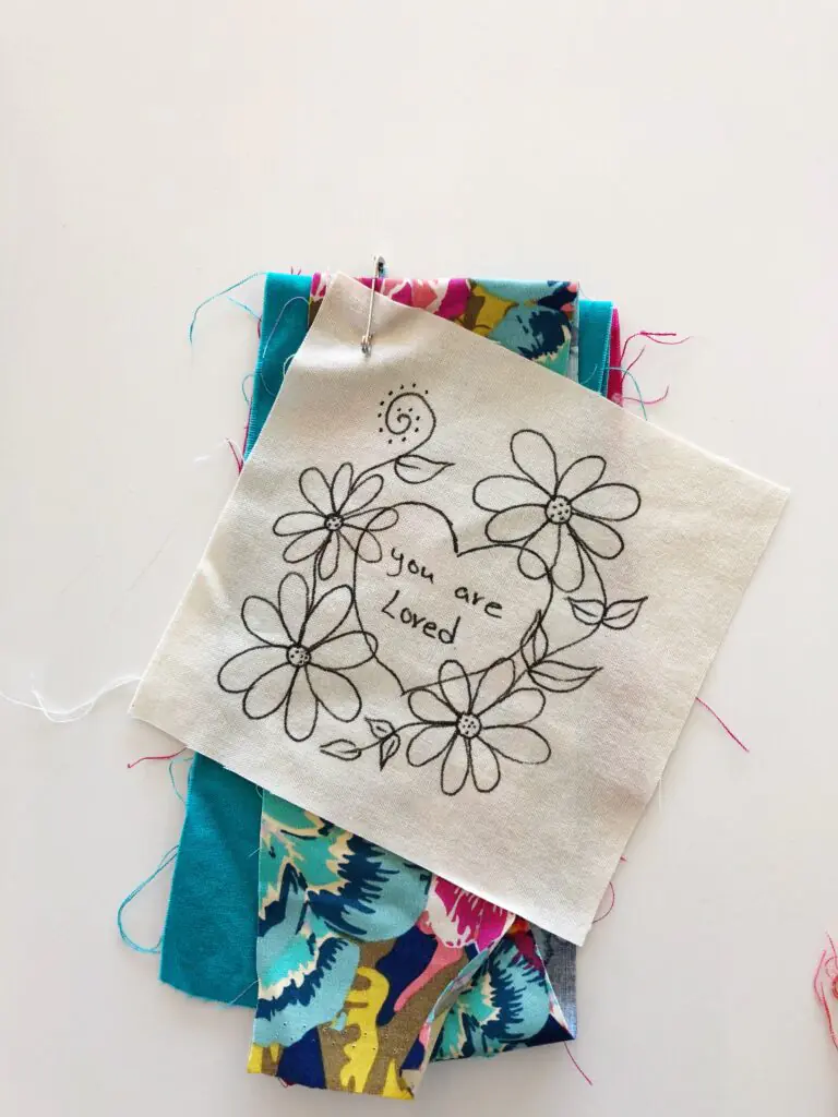 Adoption Quilt Block: 'You Are Loved' Floral Embroidery Square