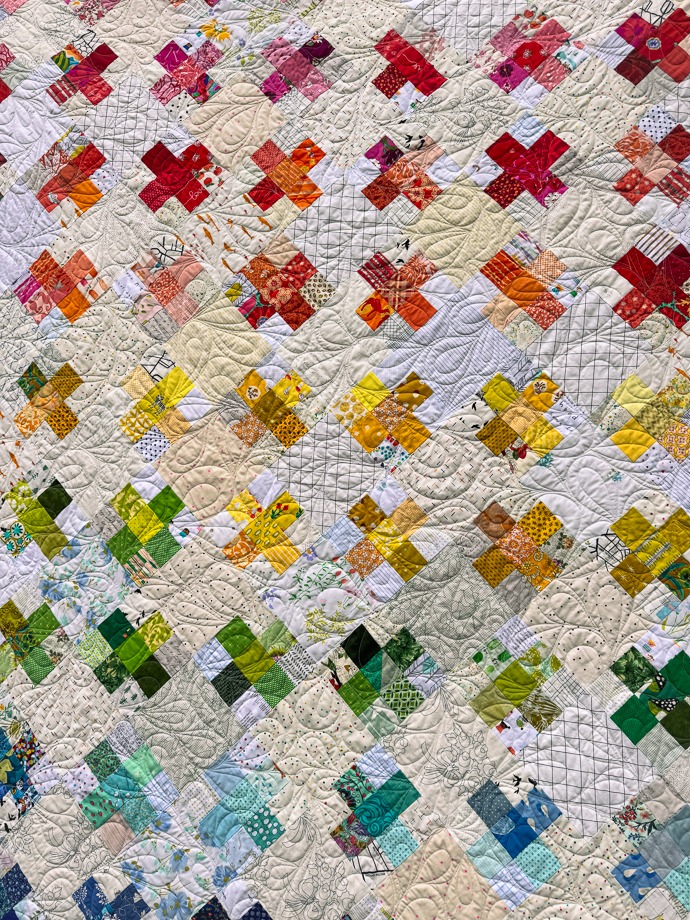 Colorful Rainbow Plus Patchwork Quilt — Handmade Project