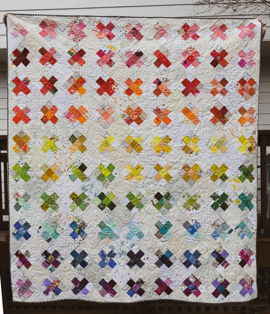 Crosses on Point Quilt Rainbow Patchwork Crosses